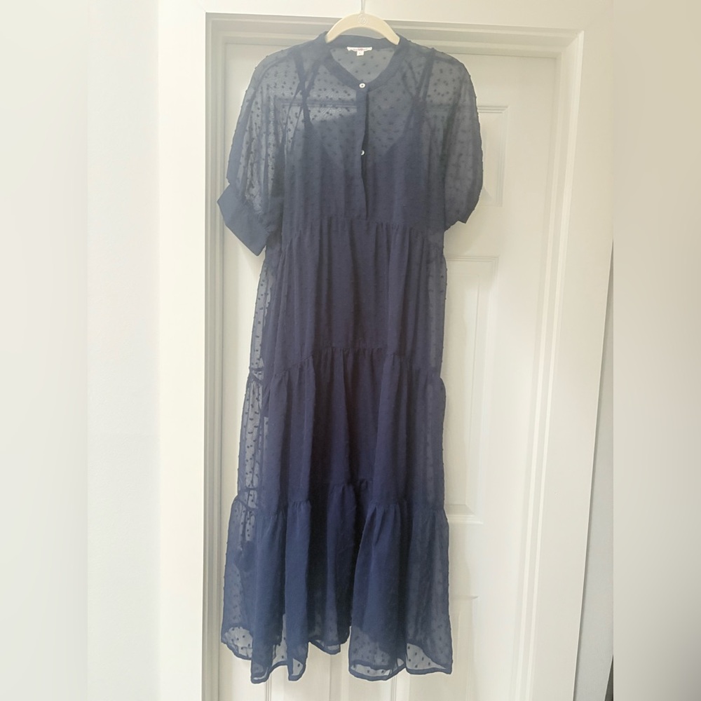 GeeGee Navy Sheer Maxi Dress